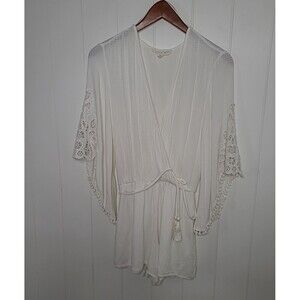 Womens Shorts Romper Size M White Boho Fairy Feminine Bridal Goddess Whimsy